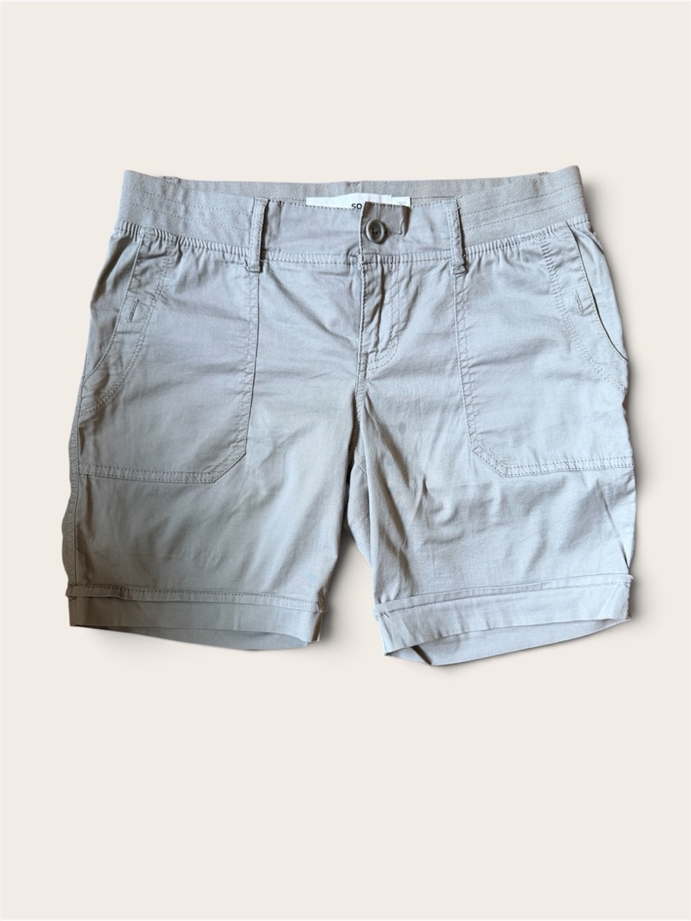 Sonoma Light Gray Roll-Cuff Casual Bermuda Shorts